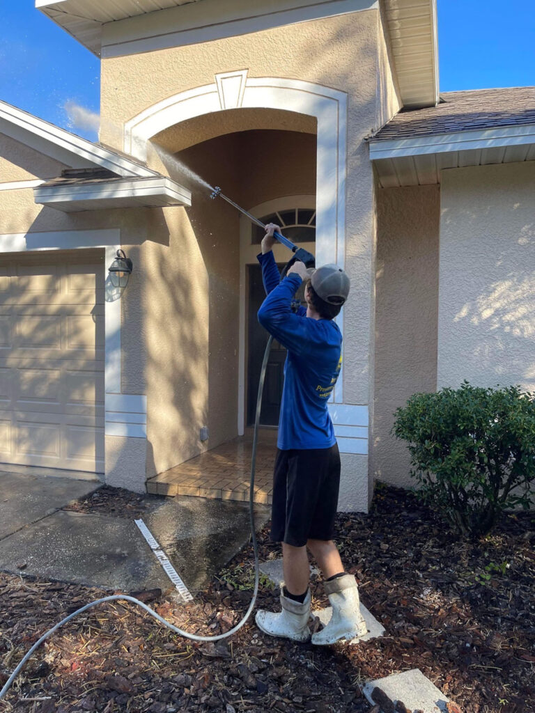 Residential driveway pressure washing service